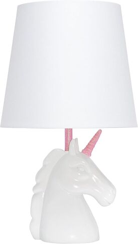 Simple Designs LT1078-WHT-LB 15.5" Sparking Glitter Unicorn Table Lamp for Kids Room, Nursery, Living Room, Bedroom, Playroom, Foyer, White with Gold Glitter, with Feit LED Bulb Included in Saudi Arabia