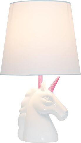 Simple Designs LT1078-WHT-LB 15.5" Sparking Glitter Unicorn Table Lamp for Kids Room, Nursery, Living Room, Bedroom, Playroom, Foyer, White with Gold Glitter, with Feit LED Bulb Included in Saudi Arabia