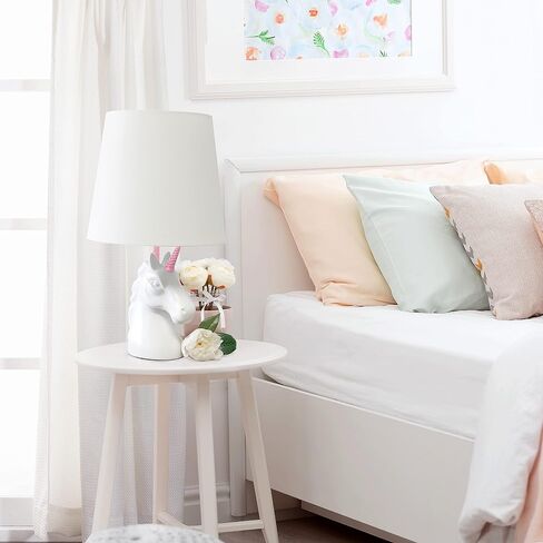 Simple Designs LT1078-WHT-LB 15.5" Sparking Glitter Unicorn Table Lamp for Kids Room, Nursery, Living Room, Bedroom, Playroom, Foyer, White with Gold Glitter, with Feit LED Bulb Included in Saudi Arabia