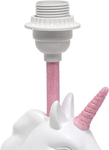 Simple Designs LT1078-WHT-LB 15.5" Sparking Glitter Unicorn Table Lamp for Kids Room, Nursery, Living Room, Bedroom, Playroom, Foyer, White with Gold Glitter, with Feit LED Bulb Included in Saudi Arabia