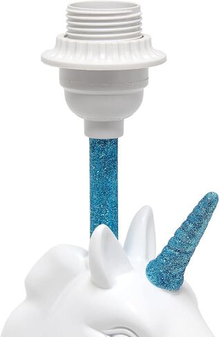 Simple Designs LT1078-WHT-LB 15.5" Sparking Glitter Unicorn Table Lamp for Kids Room, Nursery, Living Room, Bedroom, Playroom, Foyer, White with Gold Glitter, with Feit LED Bulb Included in Kuwait