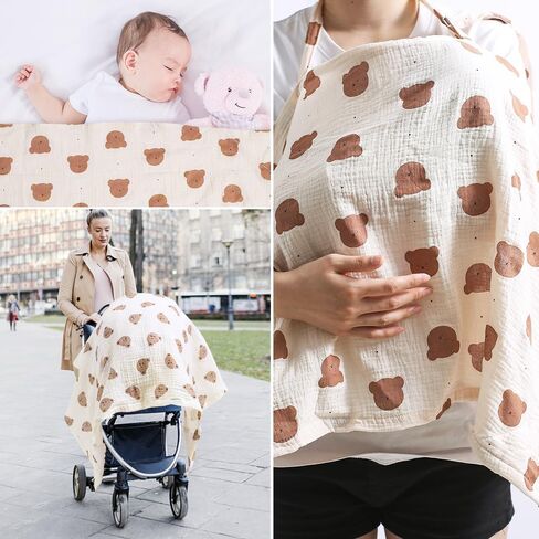 غطاء رضاعة من الموسلين للسفر والرضاعة الطبيعية، غطاء رضاعة من قطن الموسلين، غطاء تغذية للأم قابل للتنفس، مريلة رضاعة متعددة الاستخدام، وشاح للرضاعة، حمام الطفل للأولاد والبنات هدايا in Kuwait