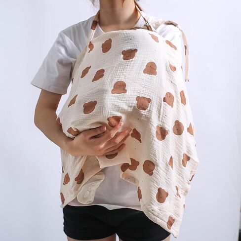 غطاء رضاعة من الموسلين للسفر والرضاعة الطبيعية، غطاء رضاعة من قطن الموسلين، غطاء تغذية للأم قابل للتنفس، مريلة رضاعة متعددة الاستخدام، وشاح للرضاعة، حمام الطفل للأولاد والبنات هدايا in Kuwait