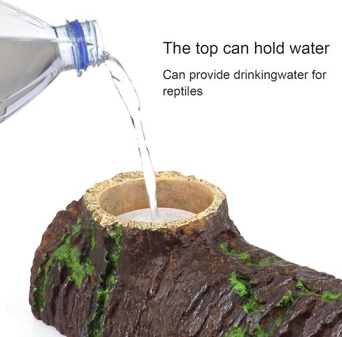 NANEEZOO الزواحف إخفاء الكهف الراتنج اللحاء مخبأ الزواحف الكهف مع حوض المياه الزواحف المأوى كهف النوم للتنين الملتحي السحالي الثعابين ليوبارد أبو بريص (الحديثة) in Kuwait