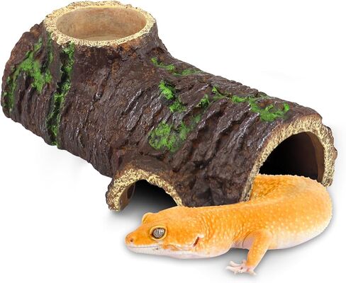 NANEEZOO الزواحف إخفاء الكهف الراتنج اللحاء مخبأ الزواحف الكهف مع حوض المياه الزواحف المأوى كهف النوم للتنين الملتحي السحالي الثعابين ليوبارد أبو بريص (الحديثة) in Kuwait