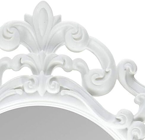 مرآة حائط كلاسيكية بيضاوية الشكل من Kole Imports، بيضاء، 11.5 × 15 بوصة in Kuwait