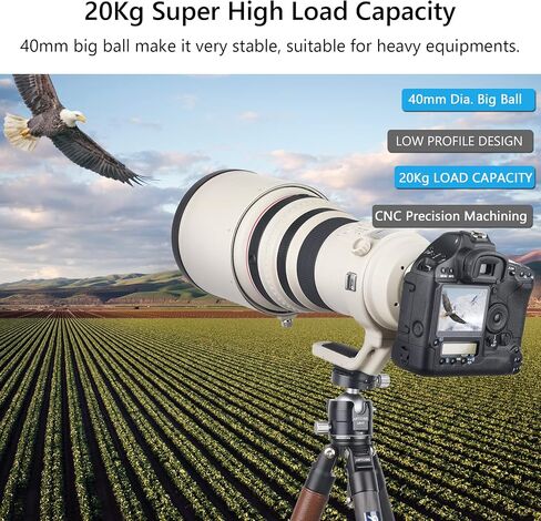 Low Profile Camera Tripod Head with 2 Arca Quick Release Plates 40mm Aluminium 360 Rotating Panoramic Ball Head Load 44lbs/20kg in Saudi Arabia