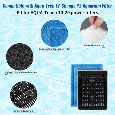 خرطوشة فلتر حوض السمك Kucbraly لـ Aqua-Tech EZ-Change #2، خرطوشة مرشحات خزان الأسماك مناسبة لمرشح الطاقة Aqua-Teach 10-20 in Kuwait