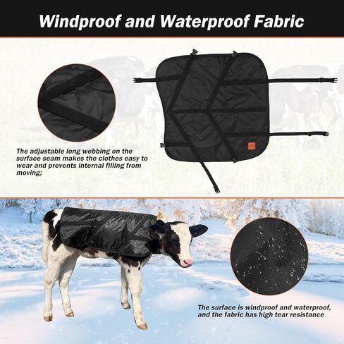 سترات بطانية العجل معطف التوقف لفصل الشتاء مقاوم للماء الماشية العجول البطانيات الدافئة in Kuwait