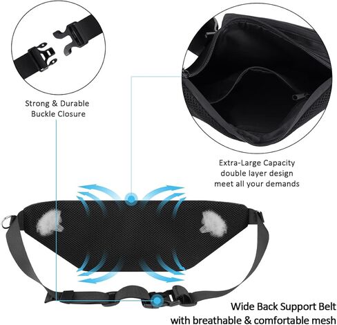 ETACCU Hands Free Dog Leash with Heavy-Duty Traffic Handle, Dog Walking Belt for Middle and Large Dogs, Adjustable Waist Belt with Pouch, Reflective Stitches for Running Walking & Jogging in Kuwait