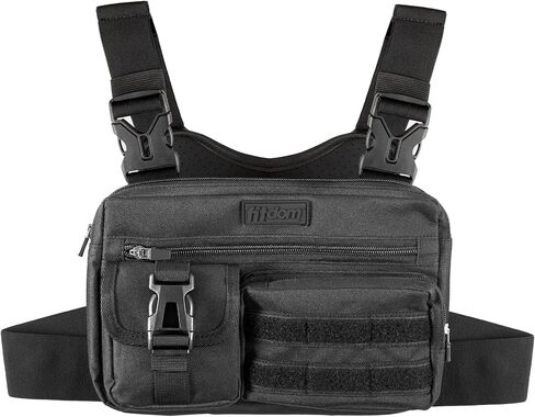 Fitdom Tactical Inspired Sports Utility Chest Pack. Chest Bag For Men With Built-In Phone Holder. This EDC Rig Pouch Vest is Perfect For Workouts, Cycling & Hiking in Kuwait