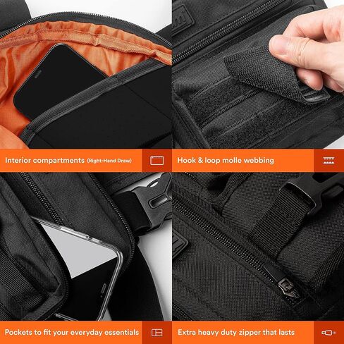 Fitdom Tactical Inspired Sports Utility Chest Pack. Chest Bag For Men With Built-In Phone Holder. This EDC Rig Pouch Vest is Perfect For Workouts, Cycling & Hiking in Kuwait