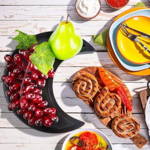صينية كريستال من خشب الجوز من Cunhill، منظم قمر خشبي، صينية قمر على الطراز العتيق، صينية أطباق كريستالية، صينية عرض القمر، صينية تزيين للحلوى المنزلية، كب كيك، بسكويت، وجبة خفيفة، 9.4 × 4.5 بوصة (أسود) in Kuwait