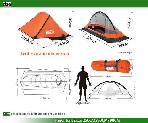 camppal 1 Person Tent for Camping Hiking Mountain Hunting Backpacking Tents 4 Season Resistance to Windproof Rainproof and Waterproof in Kuwait