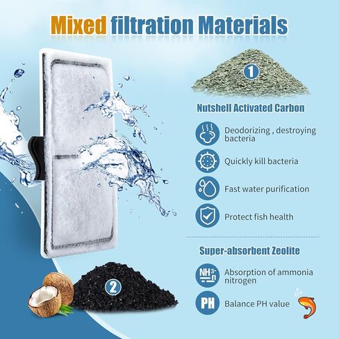 خراطيش فلتر بديلة لفلتر الزعانف العلوية، خراطيش فلتر بديلة لـ TOP FIN EF-S Element وBF5 BETTAFLO من زوكوني، 8 قطع in Kuwait