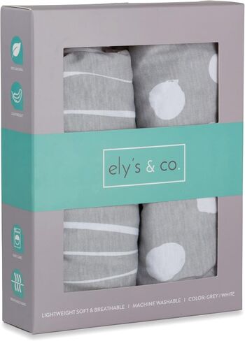 Bassinet Sheet Set 2 Pack - Baby Bassinet Sheets with 100% Jersey Cotton - Bassinet Sheets for Baby Girl and Boy, Newborn Essentials (Grey Chevron and Polka Dot) in Saudi Arabia
