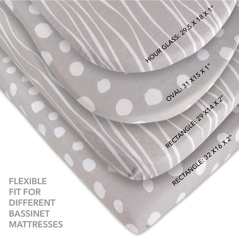 Bassinet Sheet Set 2 Pack - Baby Bassinet Sheets with 100% Jersey Cotton - Bassinet Sheets for Baby Girl and Boy, Newborn Essentials (Grey Chevron and Polka Dot) in Saudi Arabia