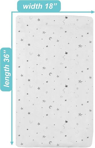 TL Care Printed 100% Natural Cotton Jersey Knit 18 x 36 Cradle/Bassinet Sheet - Fitted, Gray Stars and Moons, Soft Breathable, for Boys and Girls in Saudi Arabia