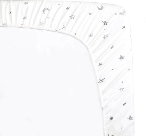 TL Care Printed 100% Natural Cotton Jersey Knit 18 x 36 Cradle/Bassinet Sheet - Fitted, Gray Stars and Moons, Soft Breathable, for Boys and Girls in Saudi Arabia