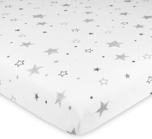 TL Care Printed 100% Natural Cotton Jersey Knit 18 x 36 Cradle/Bassinet Sheet - Fitted, Gray Stars and Moons, Soft Breathable, for Boys and Girls in Saudi Arabia