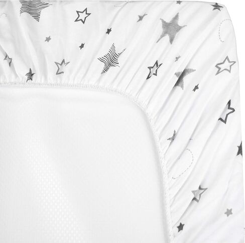 TL Care Printed 100% Natural Cotton Jersey Knit 18 x 36 Cradle/Bassinet Sheet - Fitted, Gray Stars and Moons, Soft Breathable, for Boys and Girls in Saudi Arabia