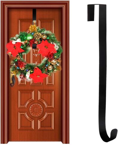Easy&Fashion Metal Powder Coating Christmas Wreath Hook Home Decorative Over The Door Hook Black Clothing Hook (6 pcs/Set) in Kuwait