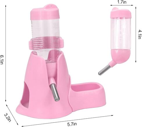 Shudyear 3 in 1 Pet Automatic Water Dispenser PP Water Bottle No Drip Small Pet Water Bottle for Dwarf Hamster Mouse Rat Hedgehog (Pink) in Saudi Arabia