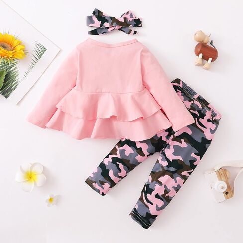 XUANHAO Baby Girl Clothes Infant Toddler Girl Clothes Fall Winter Outfits Long Sleeve Ruffle Tops Girls Pants Sets 3-24M in Saudi Arabia
