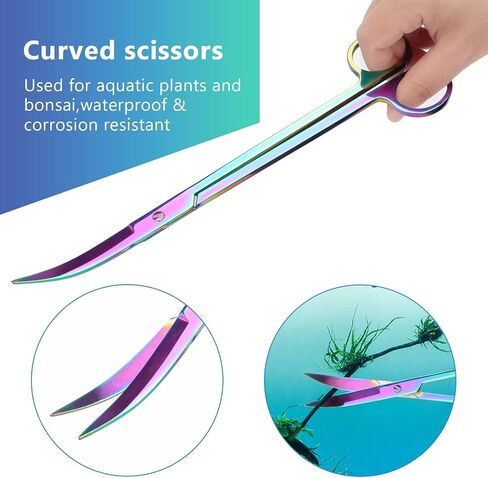 مجموعة أدوات Catcan Quarium Aquascape، 4 في 1 مضادة للصدأ للنباتات المائية، أداة Aquascaping من الفولاذ المقاوم للصدأ وملاقط سوداء ومقص وملعقة لخزان حوض السمك ومجموعات أدوات Aquascape لخزان الأسماك (متعددة الألوان) in Kuwait