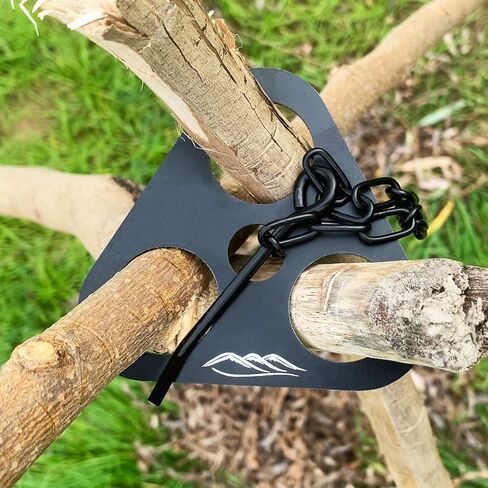 DLUCKY لوحة ترايبود للتخييم، حامل ثلاثي للتخييم بالفرن الهولندي للطهي، معدات التخييم، معدات بوشكرافت، أواني طهي محمولة تحول الفروع إلى مجموعة إكسسوارات الطبخ في نار المخيم in Kuwait