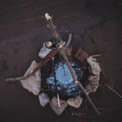 DLUCKY لوحة ترايبود للتخييم، حامل ثلاثي للتخييم بالفرن الهولندي للطهي، معدات التخييم، معدات بوشكرافت، أواني طهي محمولة تحول الفروع إلى مجموعة إكسسوارات الطبخ في نار المخيم in Kuwait