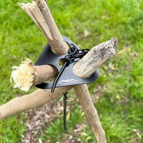 DLUCKY لوحة ترايبود للتخييم، حامل ثلاثي للتخييم بالفرن الهولندي للطهي، معدات التخييم، معدات بوشكرافت، أواني طهي محمولة تحول الفروع إلى مجموعة إكسسوارات الطبخ في نار المخيم in Kuwait