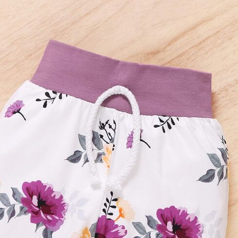 3Pcs Infant Toddler Baby Girl Clothes Long Sleeve Hoodie with Pocket Tops Floral Pants Outfits Set with Headband in Kuwait