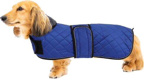 Warm Thermal Quilted Dachshund Coat, Dog Winter Coat with Warm Fleece Lining, Outdoor Dog Apparel with Adjustable Bands for Medium, Large Dog-Pink-S in Kuwait