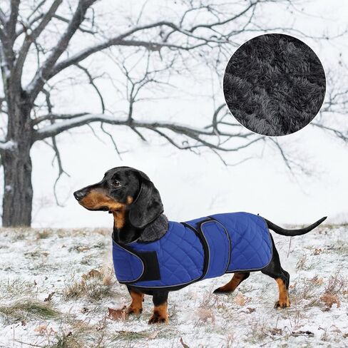 Warm Thermal Quilted Dachshund Coat, Dog Winter Coat with Warm Fleece Lining, Outdoor Dog Apparel with Adjustable Bands for Medium, Large Dog-Pink-S in Kuwait
