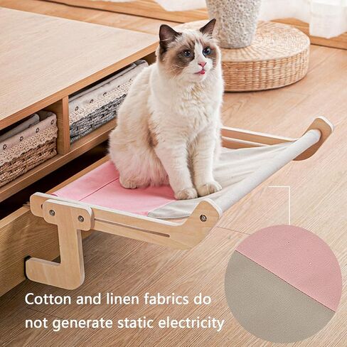 أرجوحة نافذة للقطط، سرير للقطط، أرجوحة للقطط مع إطارات خشبية ومعدنية، سرير للقطط قوي ومتين وقابل للتعديل مناسب لعتبات النوافذ وأراجيح القطط الجانبية للسرير in Kuwait