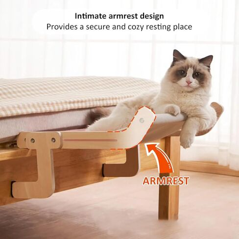 أرجوحة نافذة للقطط، سرير للقطط، أرجوحة للقطط مع إطارات خشبية ومعدنية، سرير للقطط قوي ومتين وقابل للتعديل مناسب لعتبات النوافذ وأراجيح القطط الجانبية للسرير in Kuwait