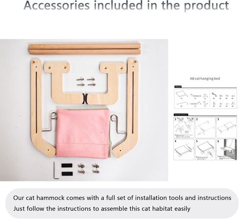 أرجوحة نافذة للقطط، سرير للقطط، أرجوحة للقطط مع إطارات خشبية ومعدنية، سرير للقطط قوي ومتين وقابل للتعديل مناسب لعتبات النوافذ وأراجيح القطط الجانبية للسرير in Kuwait