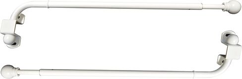 Versailles Home Fashions 1/2in Swing Arm with Ball Finial (14-24in) (Pair) curtain rod, White in Kuwait