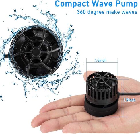 hygger Quiet Magnetic Aquarium Wave Maker, 1600GPH DC 12V Powerhead with Digital Led Display Controller, Submersible Water Inverter Circulation Pump for Fish Tank 3-25 Gallon in Kuwait