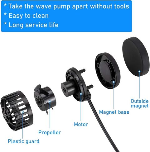 hygger Quiet Magnetic Aquarium Wave Maker, 1600GPH DC 12V Powerhead with Digital Led Display Controller, Submersible Water Inverter Circulation Pump for Fish Tank 3-25 Gallon in Kuwait