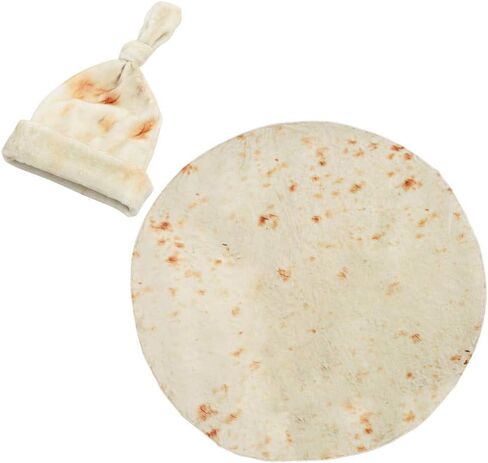 Ashipher Burrito Swaddle Blanket for Baby, Wrap Tortilla Safe Flannel Shower Blanket with Hat, Great Gift for Baby (36 Inch) in Saudi Arabia