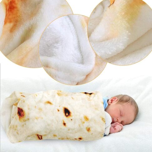 Ashipher Burrito Swaddle Blanket for Baby, Wrap Tortilla Safe Flannel Shower Blanket with Hat, Great Gift for Baby (36 Inch) in Saudi Arabia