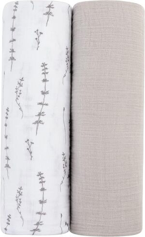 Ely's & Co. Muslin Swaddle Blankets 2-Pack for Baby Boy, 100% Cotton Muslin Extra Large Swaddle Receiving Blankets, 47"x47" (Blue Dragonflies + Stripes) in Saudi Arabia