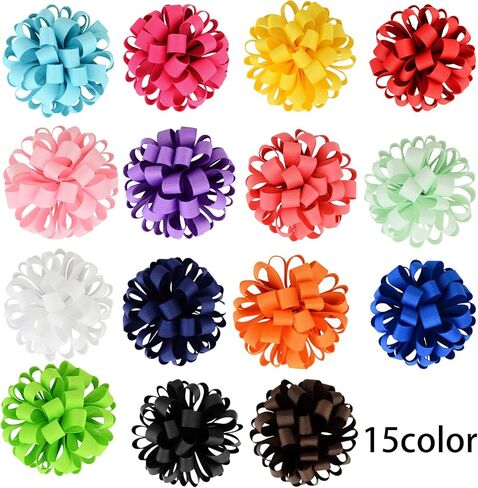 Yxiang 30 قطعة مشبك شعر للفتيات الصغيرات، شريط على شكل زهرة، مشابك شعر، مشبك مع زهور 2 بوصة لإكسسوارات شعر الفتيات الصغيرات in Kuwait