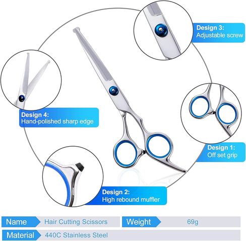 مقص حلاقة للكلاب، مقص حلاقة ليرين للكلاب مع أطراف مستديرة للأمان، مجموعة مقصات حلاقة احترافية 4 في 1، مقصات حلاقة حادة ومتينة للكلاب والقطط in Kuwait