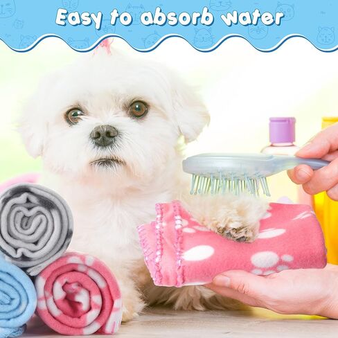Eccliy 20 Pcs Puppy Blanket Fleece Pet Dog Throw, Paw, 28 x 24 Inch in Kuwait