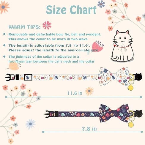PREHAI Breakaway Cat Collar with Cute Bow Tie Bell 2Pack Lemon Strawberry Cat Collar for Male Female Soft Cotton Kitty Kitten Collar Cute Cat Collar Ideal for Girl Cats Boy Male Cats in Kuwait