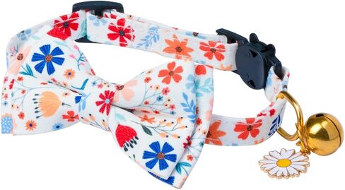 PREHAI Breakaway Cat Collar with Cute Bow Tie Bell 2Pack Lemon Strawberry Cat Collar for Male Female Soft Cotton Kitty Kitten Collar Cute Cat Collar Ideal for Girl Cats Boy Male Cats in Kuwait