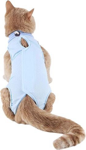 TORJOY Kitten Onesies، بدلة تعافي القطط لجروح البطن أو أمراض الجلد، بعد الجراحة، ارتداء مضاد لعق الجروح، بديل طوق إلكتروني مسامي للقطط باللون الأرجواني M in Kuwait